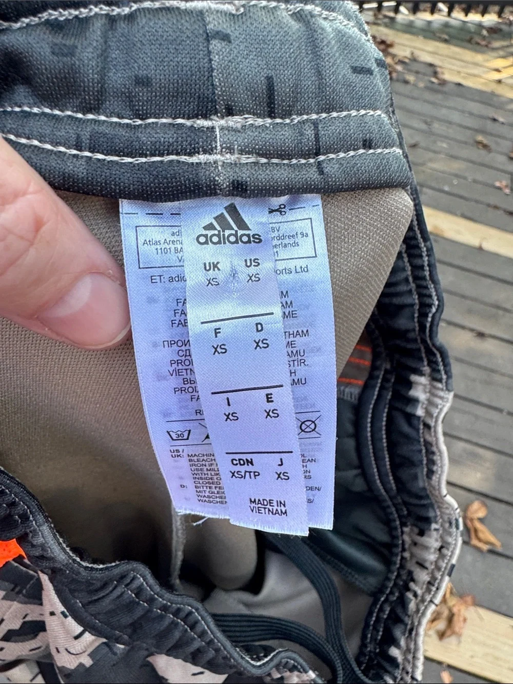 adidas Men's Gray Digital Camo Joggers with Orange Stripes size XS